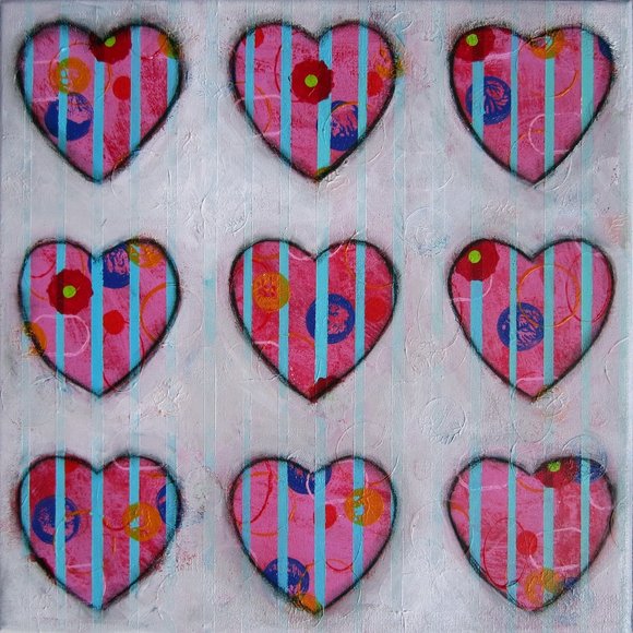 Heart Painting, Wall Decor, Acrylic painting, 12" x 12" - Picture 4 of 4